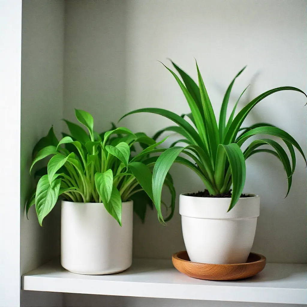 Large leafy plant in corner