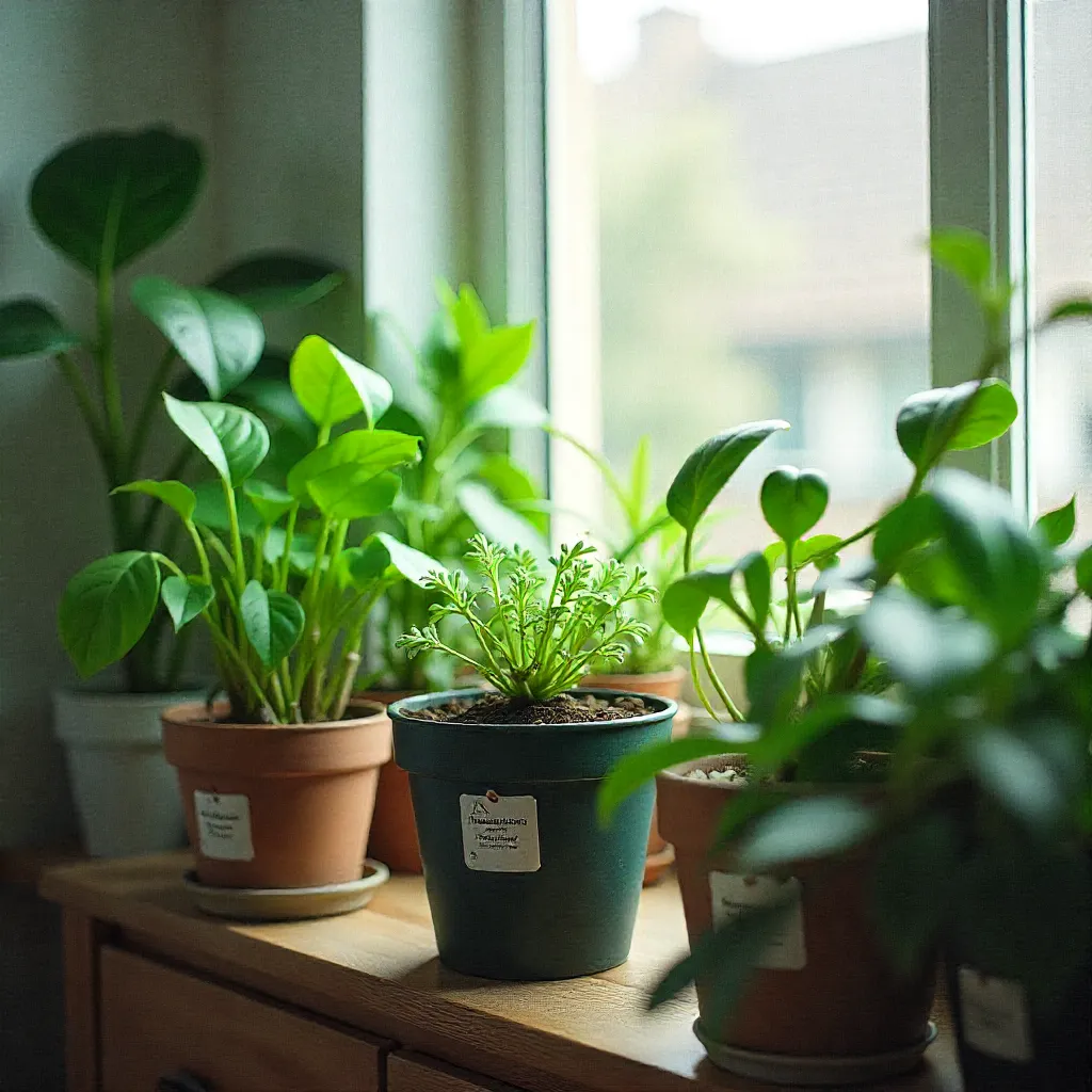 Plants in recycled containers