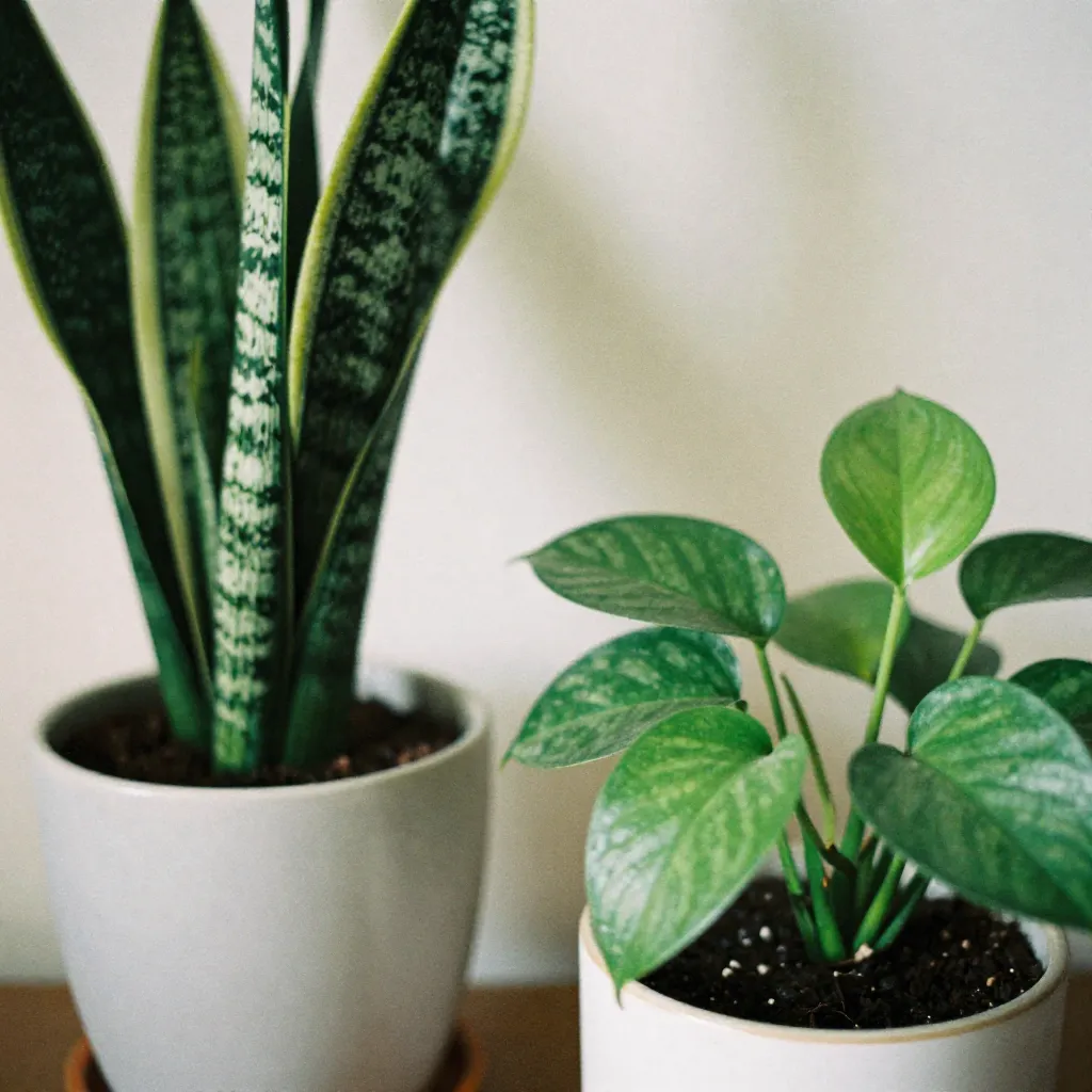 Plants arranged on windowsill