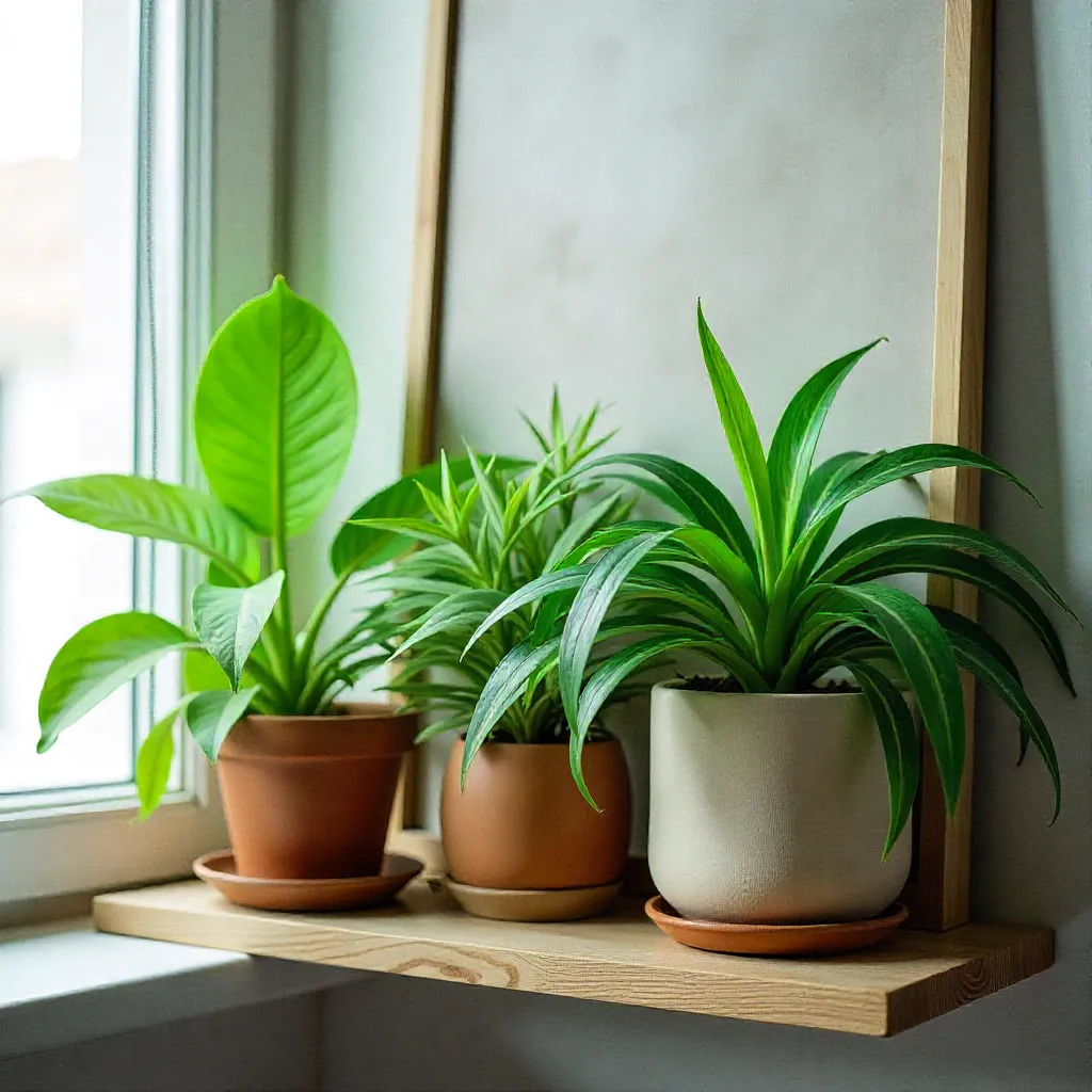 Vertical wall garden with multiple plants
