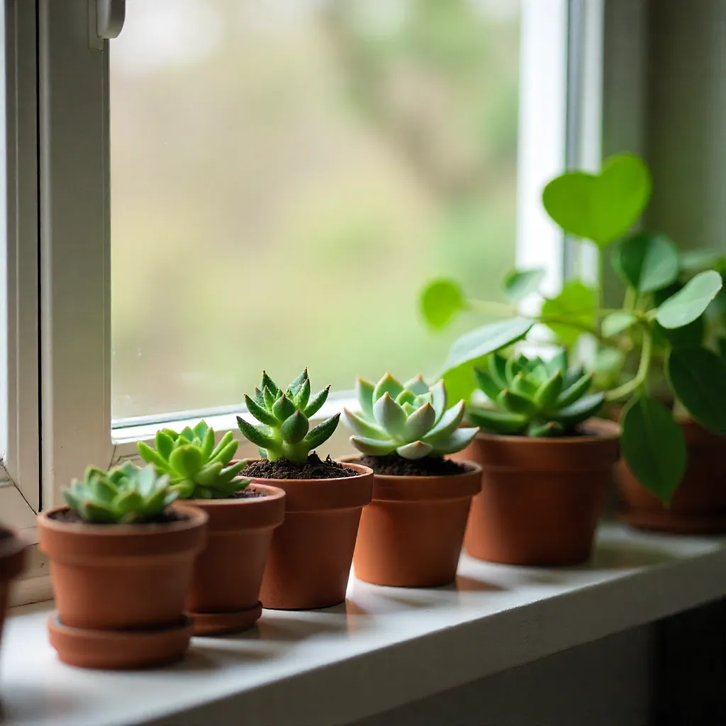 Person watering indoor plants